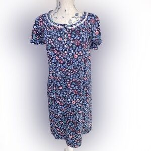 Aria Women’s Cotton Raglan Sleeve Smocked Neck Sleepwear Gown – 40” – Sm – EUC